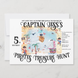 Convite Piratas Treasure Hunt Map Kids Boy Aniversário