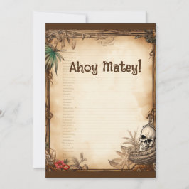 Convite Pirate Skull Fala como um aniversário pirata