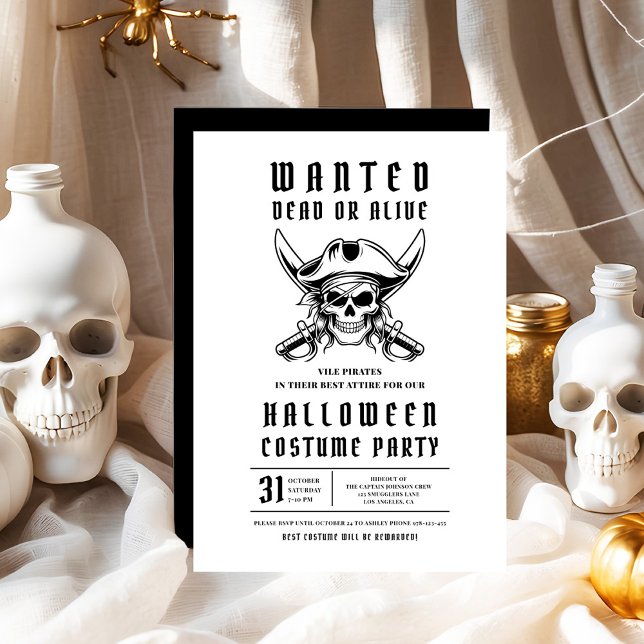 Convite Pirate Skull Halloween Festa de Figurino (Pirate Skull Halloween Costume Party Invitation)