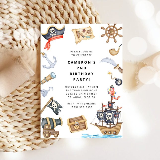 Convite Pirate Themed Birthday Party Invitation (Criador carregado)