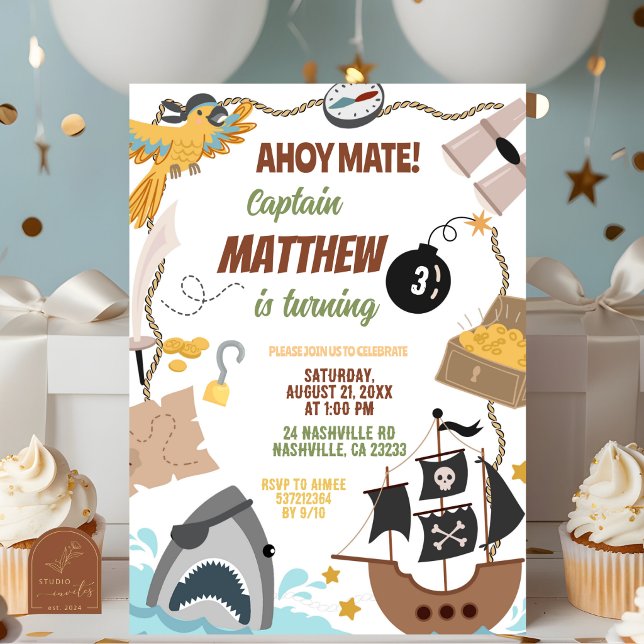 Convite Pirates Birthday invitation (Criador carregado)