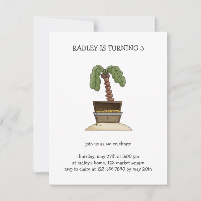 Convite Pirates: Ilha Treasure Chest (Frente)