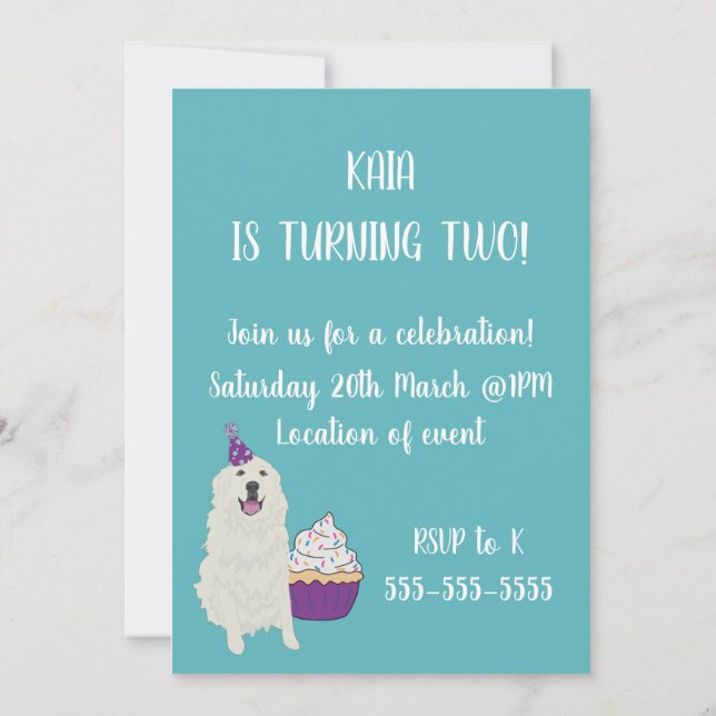 Convite Pirenéus de Excelente Personalizáveis Aniversário (Verso)