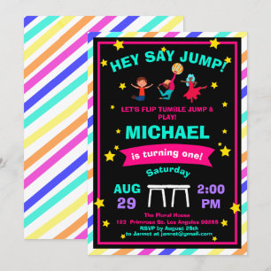 Convite Pirouette Cute Gymnastics Jump & Play Birthday