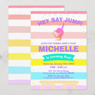Convite Pirouette Rainbow Ballerina Gymnastics Aniversári