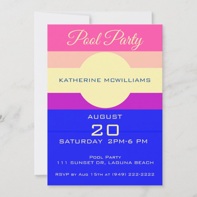 Convite Piscina - Brisas Coloridas Brilhantes - Blisa Sunk (Frente)