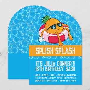 Convite Piscina de ananás flutuante, festa de Piscina