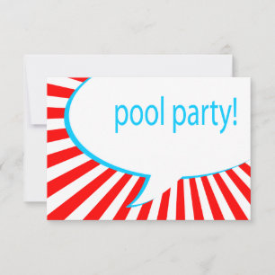 Convite piscina de festa! Bolha de fala em quadrinhos