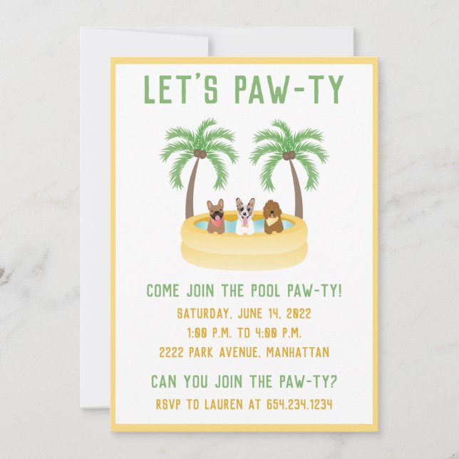 Convite Piscina de Natação dos Cães de Verão (Frente)