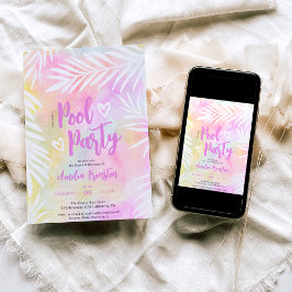 Convite Piscina de palma tropical de aquarela Doce 16