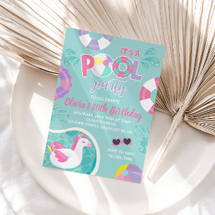 Convite Piscina de piscina Unicórica do Partido  flutuou 