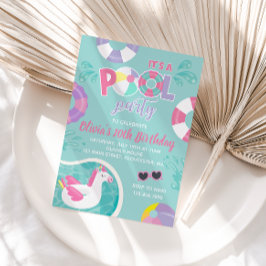 Convite piscina de piscina Unicórica do Partido flutuou r