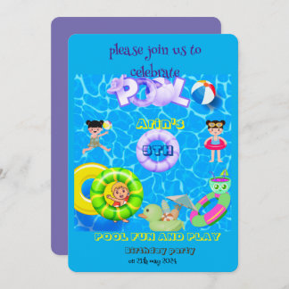 Convite piscina divertida e festa de aniversário