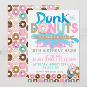 Convite Piscina do Pastel Splash Dunk n Rosquinha Party An