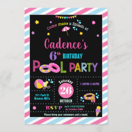 Convite Piscina Festa de aniversário Girl