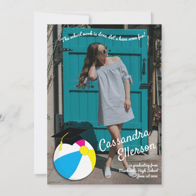 Convite Piscina Party Beach Ball Festa de formatura (Frente)