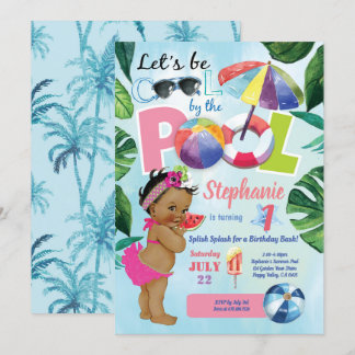 Convite Piscina primeiro aniversario verão tropical