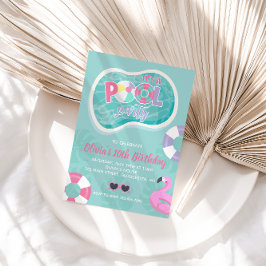 Convite Piscina rosa-piscina do partido no verão Aniversár