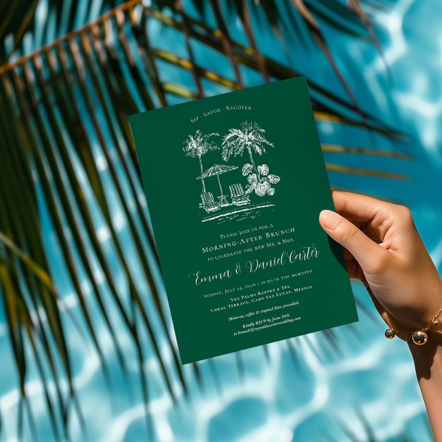 Convite Piscina Tropical | Brunch da Manhã Após o Casament (Criador carregado)