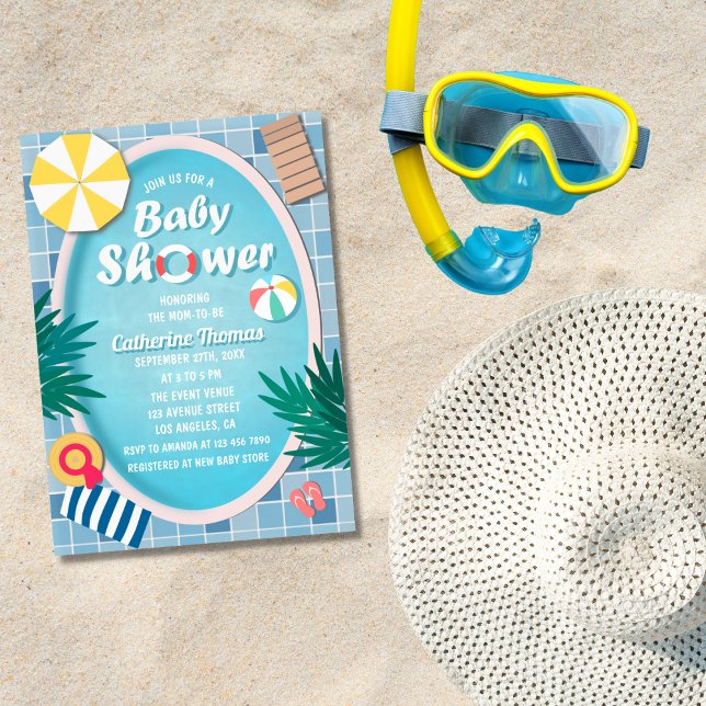 Convite Piscina tropical Chá de fraldas de verão (Criador carregado)