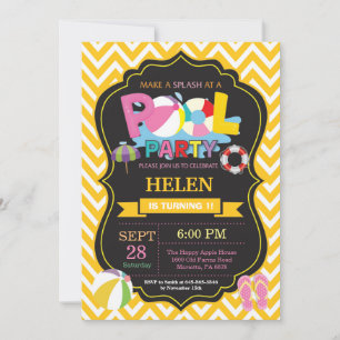Convite Piscina Yellow Splash Girl
