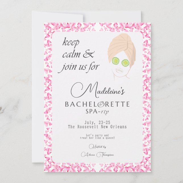 Convite Piscina Zen e Festa de solteira Spa Weekend Getawa (Frente)