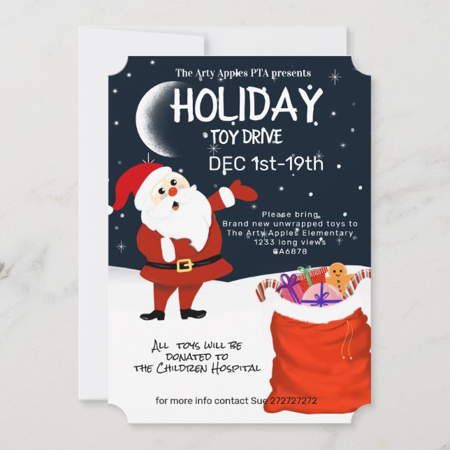 Convite Pista de brinquedo de Natal, Hospital Infantil, (Frente)