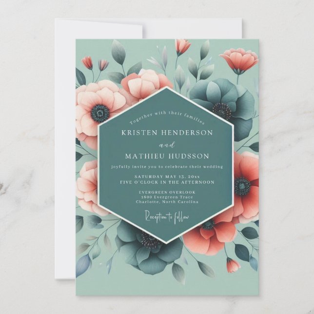 Convite Pistachio Bold Botanical Wedding (Frente)