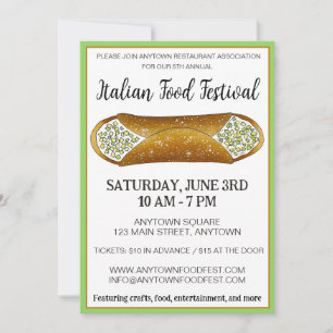 Convite Pistachio Cannoli Festival de Comida da padaria it