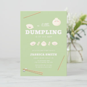 Convite Pistácio Verde Kawaii Bao Dumpling Baby Shower