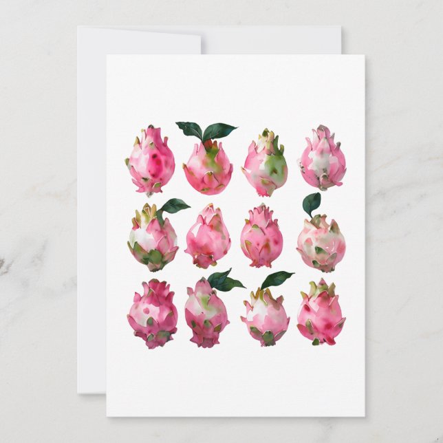 Convite Pitaya Watercolor Art Tropical (Frente)