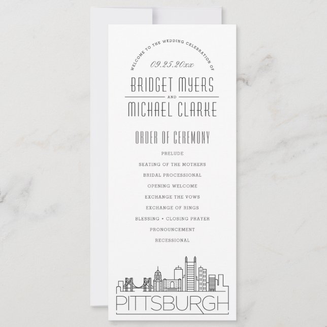 Convite Pittsburgh | Programa de Casamento por Deco Modern (Frente)