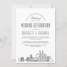 Convite Pittsburgh Wedding | Skyline Moderno Deco