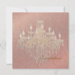 Convite Pix Dezines Crystal Chandelier, Barroco Rosa