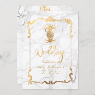 Convite Pix Dezines Marble/Royal Hawaiian Pineapple