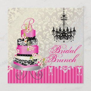 Convite Pix Dezines monograma, bolo de casamento rosa