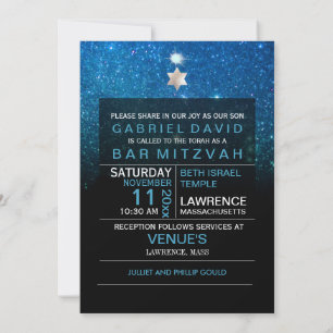 Convite Pix Dezines Night Sky/Teal/typography/bar mitzvah