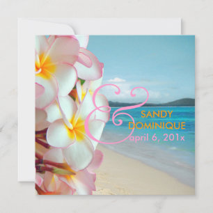 Convite Pix Dezines Pink Plumeria/praia/casamento tropical
