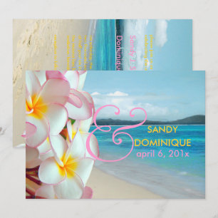 Convite Pix Dezines Pink Plumeria/praia/casamento tropical