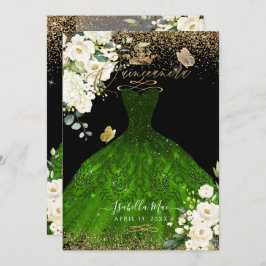 Convite Pix Dezines Quinceanera Emerald Green Glitter
