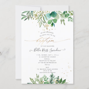 Convite Pix Dezines Watercolor Eucalyptus Greenery Baptism