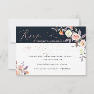 Convite PixDezine Rosas em Pastel aquarela RSVP w Refeição