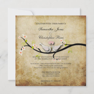 Convite PixDezines adora pombos/cor de fundo suja