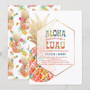 Convite PixDezines Aloha Abacaxis Havaianos/Laranja/DIY