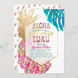 Convite PixDezines Aloha Ananás/Rosa/Graduação Luau