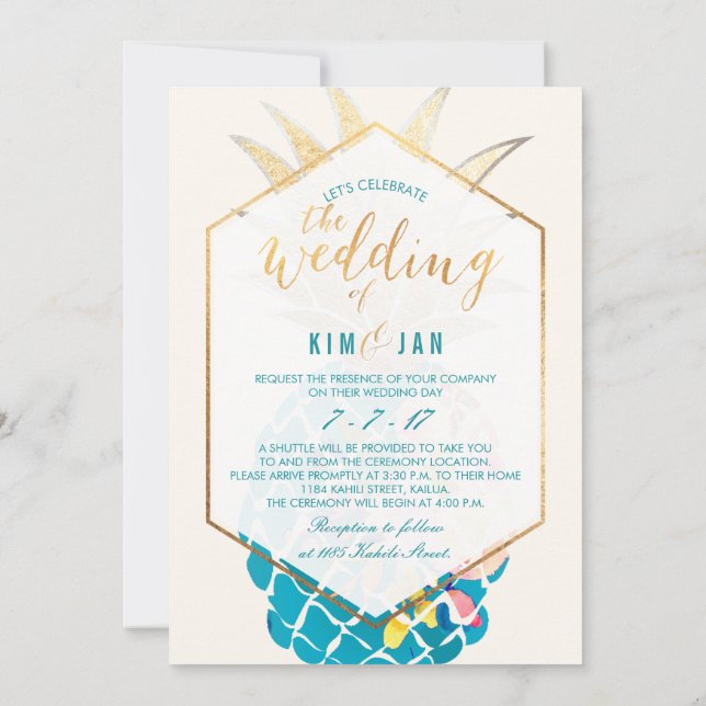 Convite PixDezines Aloha Havaiana Pineananases/Cor Dinâmic (Verso)