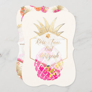 Convite PixDezines Aloha Pineapple/Watercolor/Bat Mitzvah