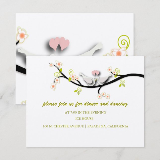 Convite PixDezines ama pombas/cor de fundo diy (Frente/Verso)