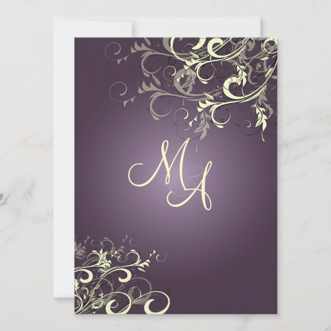 Convite PixDezines Anilhas de baunilha/Púrpura Escuro (Frente)