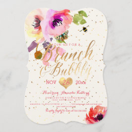 Convite PixDezines Aquarela Floral Brunch+Espumante